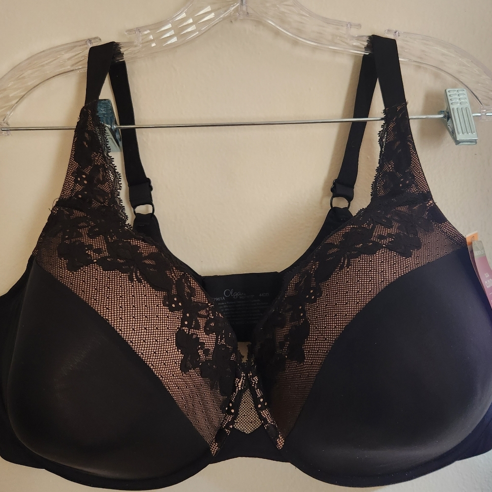Lot of 2 Warners Olga Cloud 9 Underwire Bras 44DD NWT Black Nude